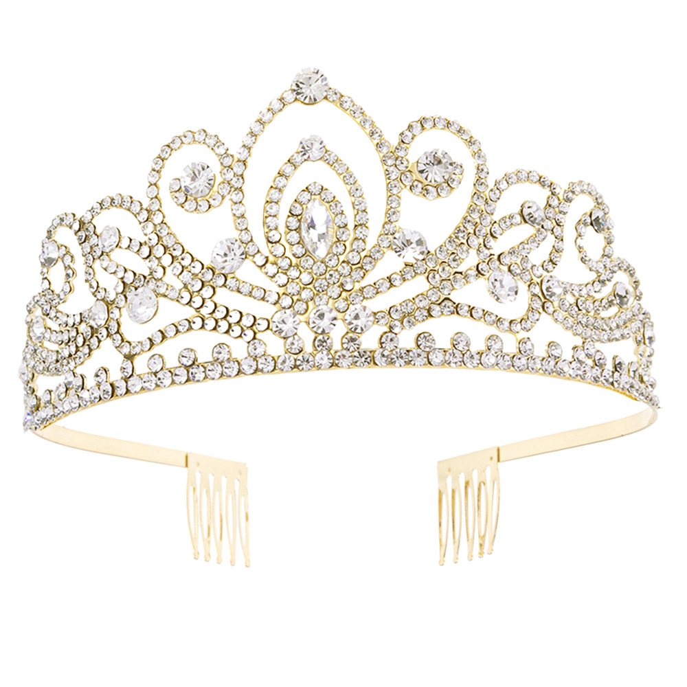 亚马逊热销跨境欧美水晶皇冠头戴女婚礼大气豪华水钻王冠公主宴会头饰发饰