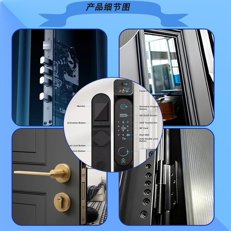 Thickened custom stainless steel entrance door, home anti-theft soundproof smart lock main door, community apartment self-built door Specification image