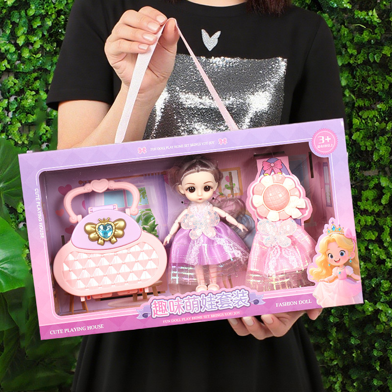 Boxed doll toy girl set, little girl toy gift box set, Princess Barbie dress-up doll details Picture