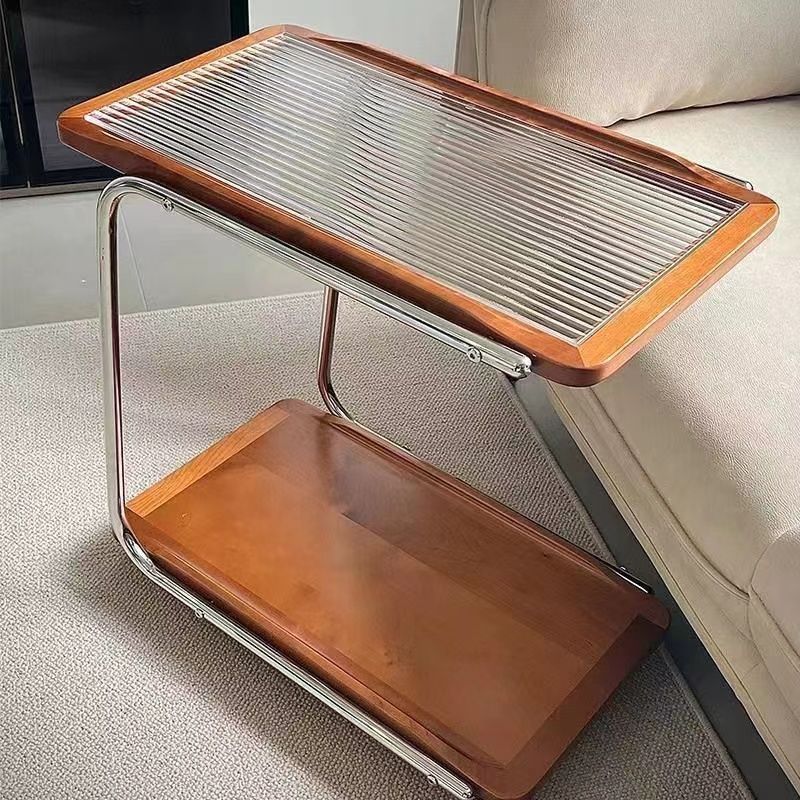 边几客厅茶几可移动小推车简约实木玻璃置物架网红沙发家用型角几