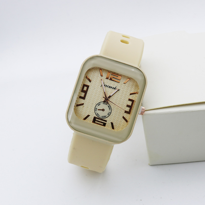 Foreign trade cross-border export square watch, digital, simple, casual and trendy quartz watch, women's silicone high appearance level wristwatch Specification image