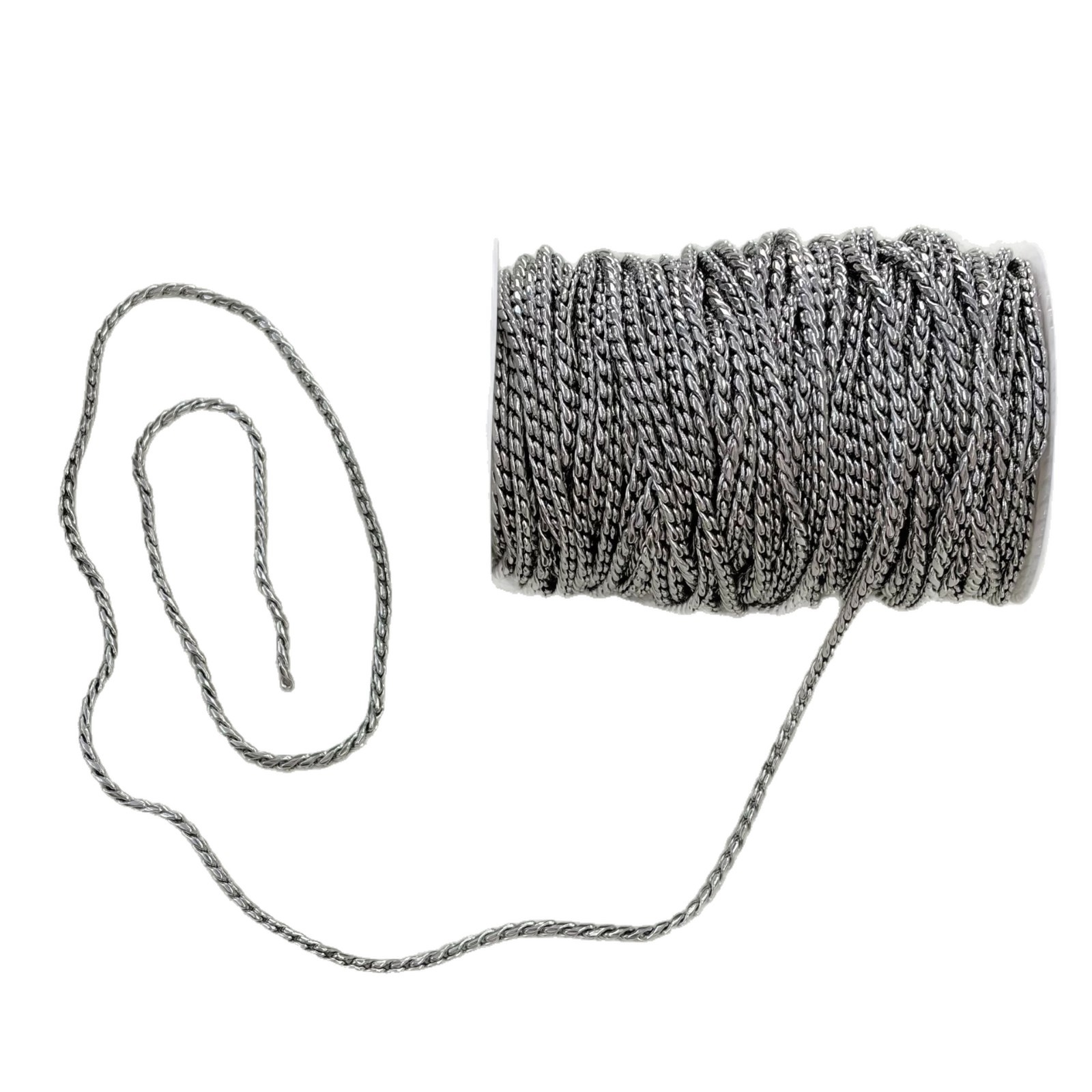 Stainless steel hammer round twisted rope chain, titanium steel hammer pattern twisted chain accessories, coiled plain chain, non-fading necklace bracelet chain Item Picture