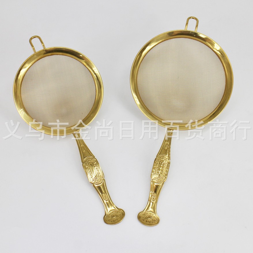 Household Ruyi handle 30-mesh deep mesh 201 stainless steel corrugated mesh oil leakage isolation ultra-dense flour screen mesh household mesh leakage Specification image