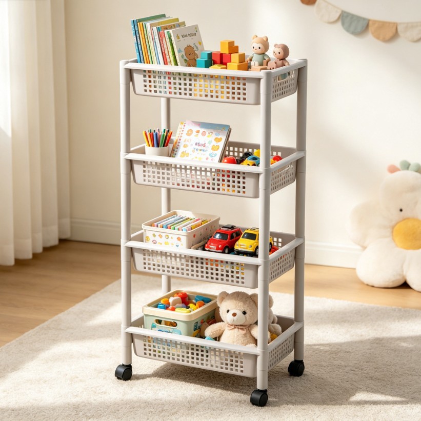 Home simple multi-layer shelf, movable storage rack, bathroom organization rack, kitchen storage and organization rack Application Scenario