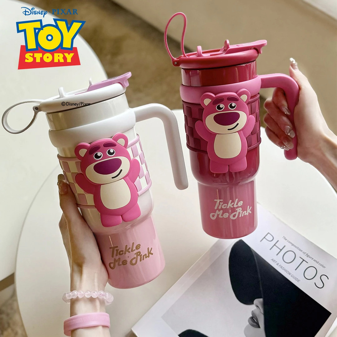 Strawberry Bear Water Cup, new large-capacity insulated cup 316, high appearance level straw cup, cute ice cup for girls details Picture