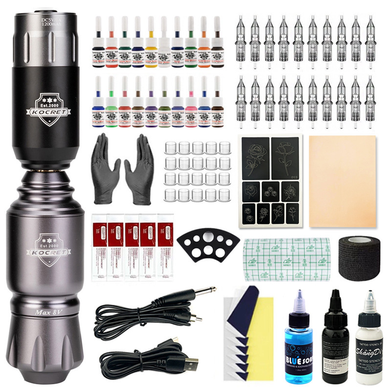 shanilak 20-color tattoo pigment set all-in-one machine cross-border wholesale tattoo pen, complete set of tattoo machine rocket pen, wireless power supply Specification image