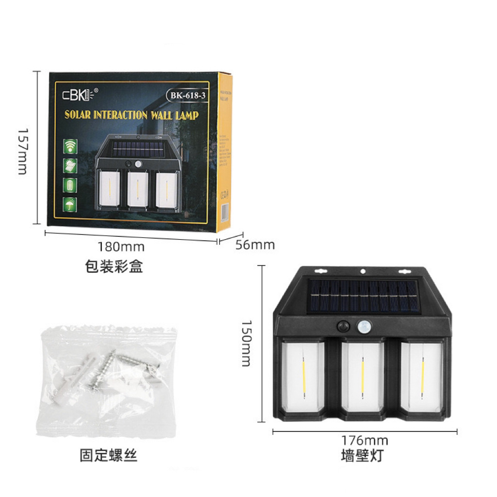 新款太阳能户外壁灯人体感应三模式钨丝壁灯花园别墅庭院小夜灯防产品图