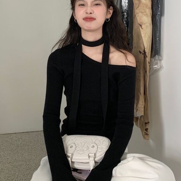 One-piece consignment of Korean casual knitted flower-shaped thin scarves, new women's concave style decorative narrow neck scarves, spicy girl style small neckerchiefs, autumn and winter street stall wholesale Specification image