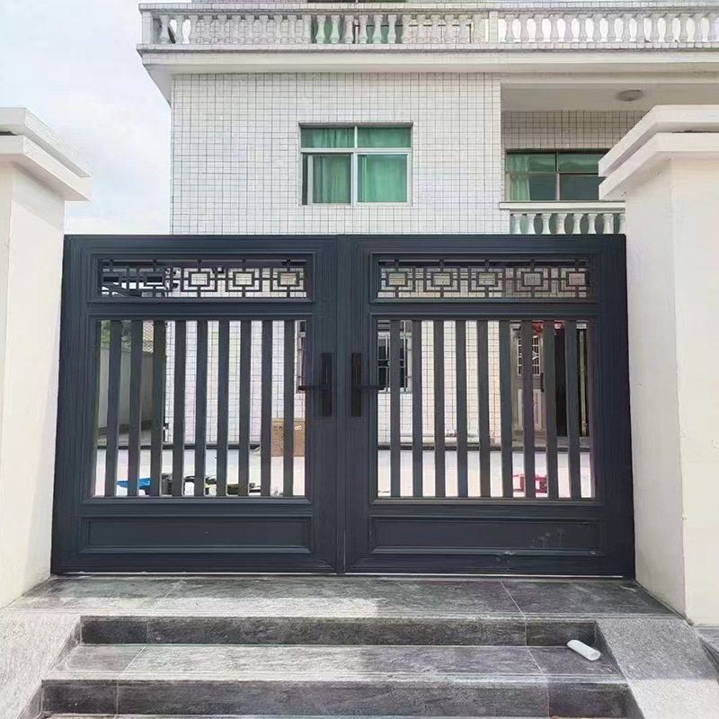Aluminum alloy courtyard gate, simple and modern villa, rural self-built house courtyard gate, aluminum art double door custom door details Picture