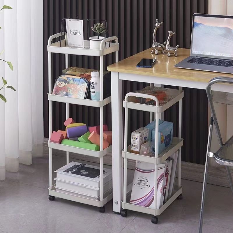 Small trolley storage rack, kitchen and bedroom floor multi-layer snack rack, household movable storage rack, wholesale daily necessities Application Scenario