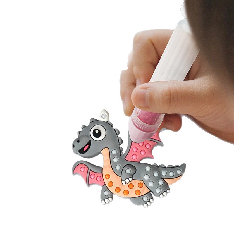Cross-border dinosaur children's DIY bead collage educational Toy Brick and stone collage bean-building animal cartoon set Fun Item Picture
