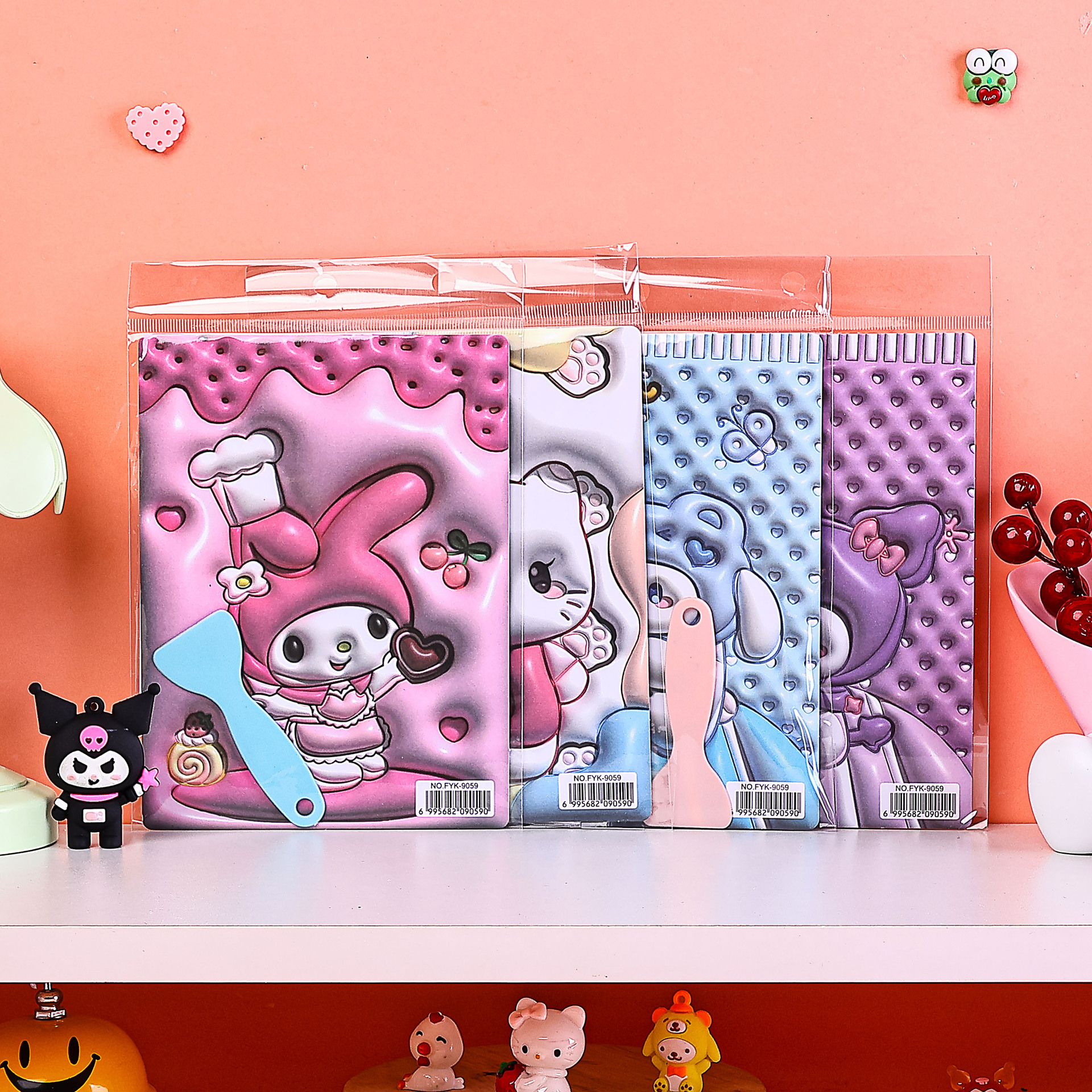 爱心贴纸/手帐/文创贴纸/亮面纯色贴纸/娃娃贴钻细节图