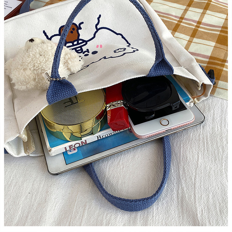 Cross-Border Cartoon Small Canvas Bag, Cute Cartoon Bear Rabbit, Ins Girl Student Shopping Bag, Storage, Fashionable Crossbody Small Cloth Bag, Canvas Bag, Handbag, Simple Canvas Bag Application Scenario