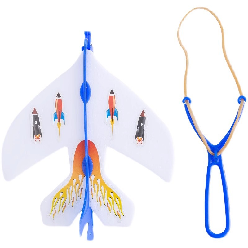 Elastic flash aircraft with lights, spinning and bouncing, street stall children, kids, boys, children's park street stall small toys Item Picture