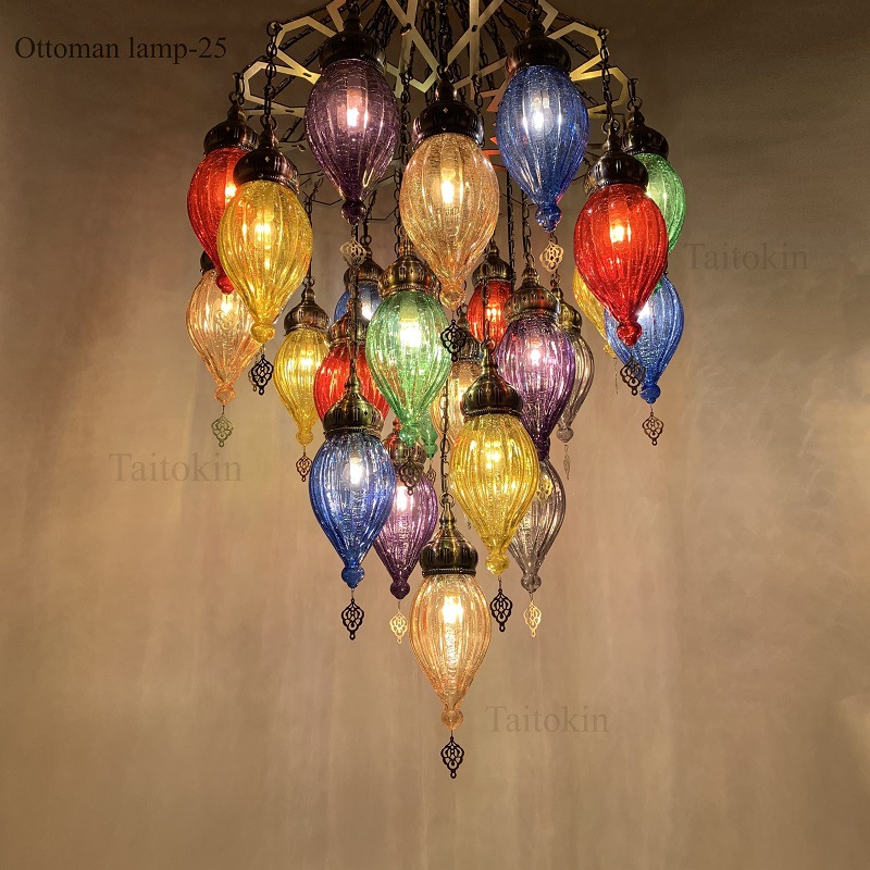 异域民族风中东复古咖啡厅新疆特色餐厅手工裂纹玻璃镂空雕花吊灯