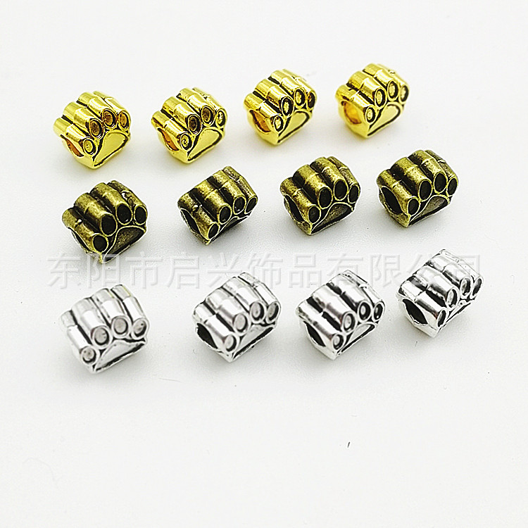 Cross-border Little Bear Paw Large Hole bead cartoon animal alloy bracelet and bangle diy Handcrafted ancient method loose bead jewelry accessories details Picture
