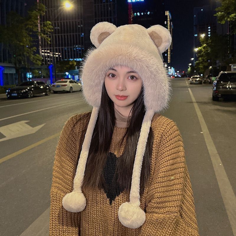 In autumn and winter, there are cute little bear fluffy and versatile ear-protecting headscarves and hats. They are thickened for women, providing warmth and protection Application Scenario
