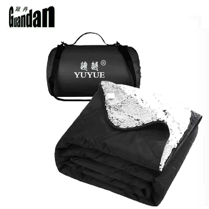 Factory lambskin cotton fleece picnic mat, waterproof polyester picnic blanket, ultrasonic quilted cotton pressed outdoor travel blanket