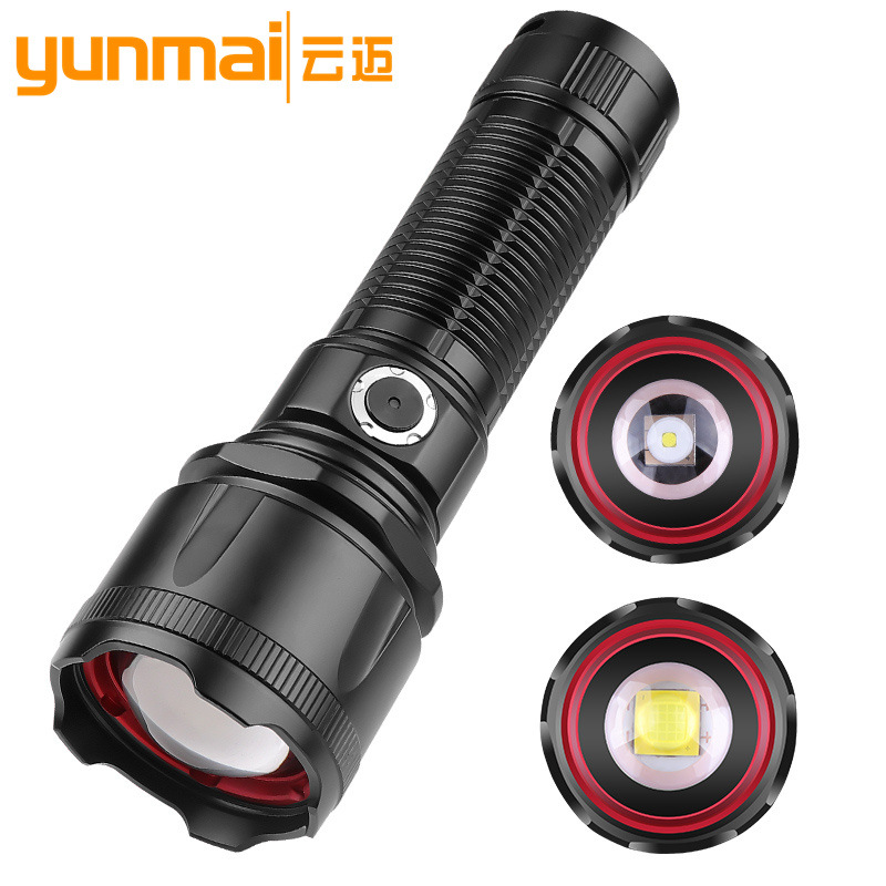 Amazon's new 30W LED battery level display zoom long-range metal switch outdoor strong light XHP160 flashlight details Picture