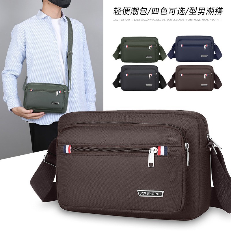 Men's single-shoulder bag, multi-layer portable cash register bag, new foreign trade casual multi-functional men's bag, business commuting crossbody bag Specification image