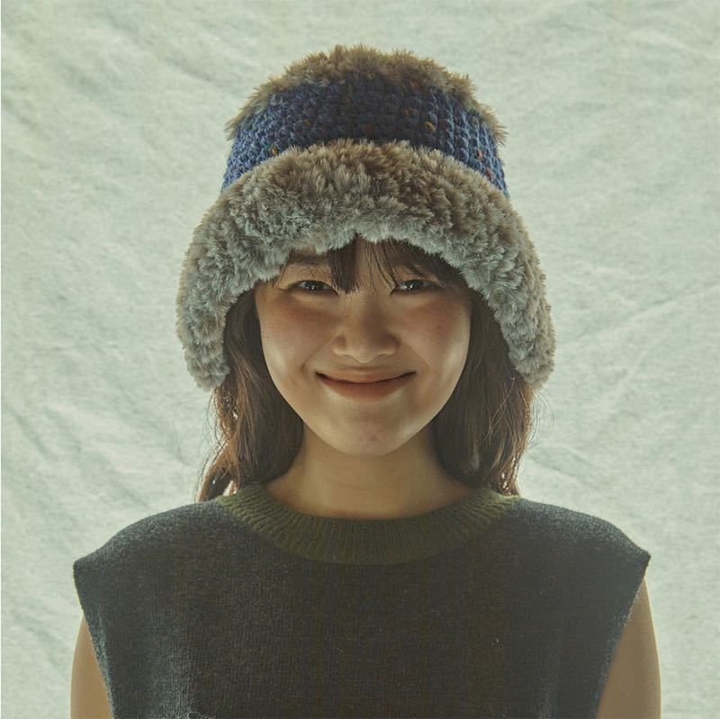 Knitted fluffy fisherman's hat, women's fashionable ethnic style, individual woolen hat, winter warm and ear-protecting bucket hat trend
