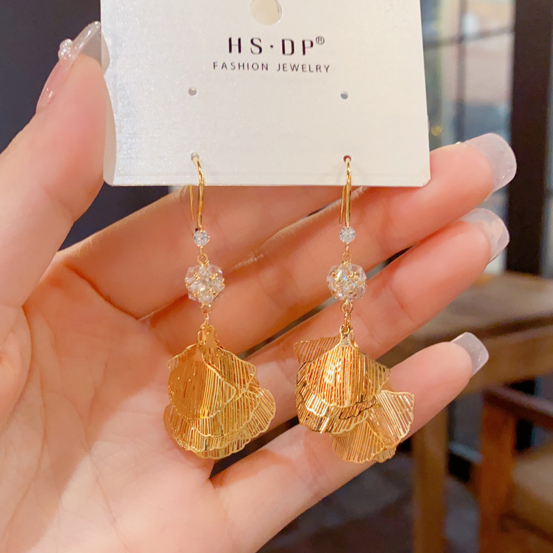 欧美个性夸张金属镂空树叶流苏耳坠轻奢时尚百搭长款显瘦耳饰批发详情图4