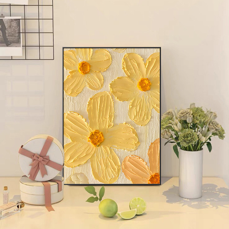 玄关挂画走廊客厅装饰画ins奶油风肌理高级壁画卧室桌面摆画摆件产品图