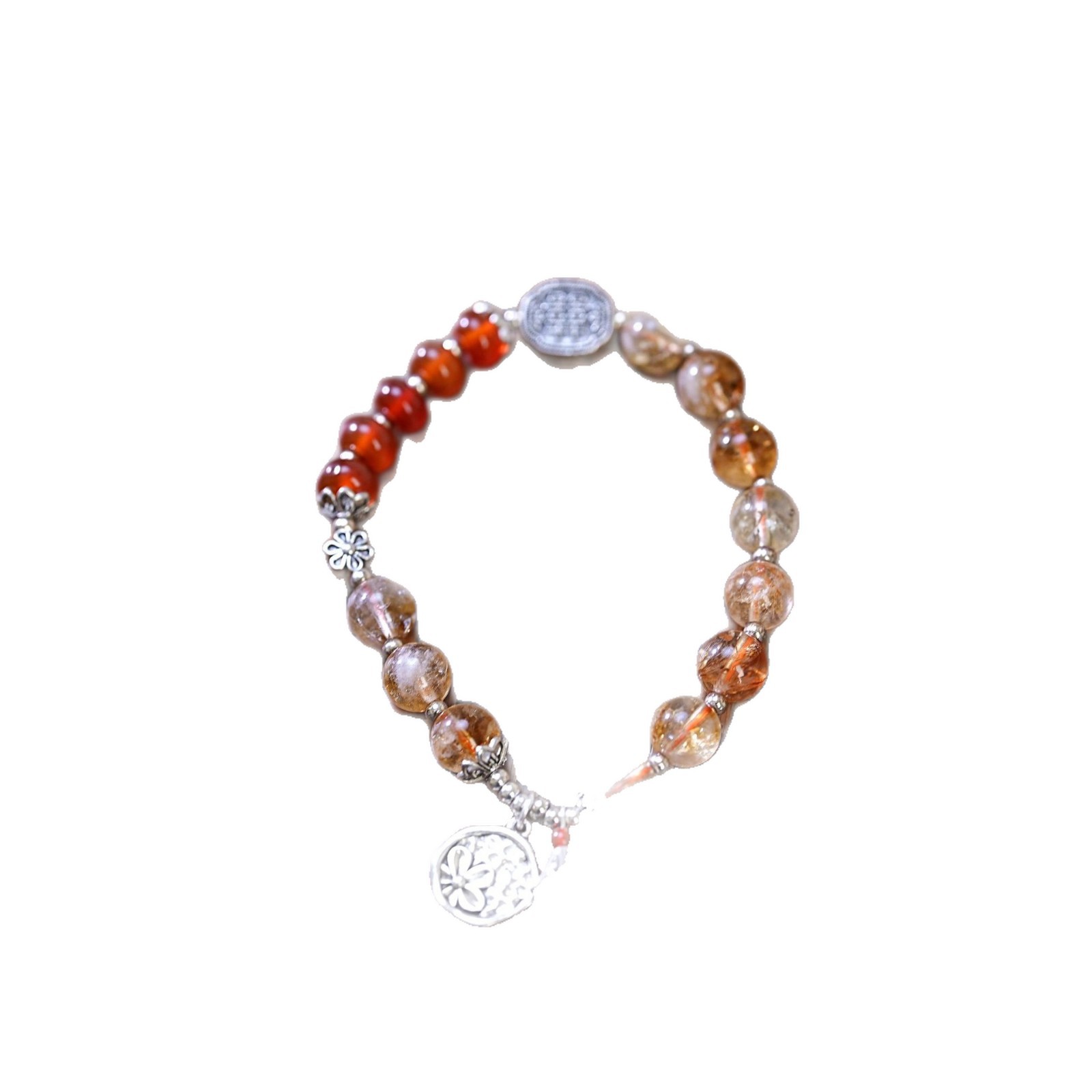 黄塔晶水晶手链串珠女新中式复古纯银吊坠红玛瑙文玩手串饰品批发详情图5