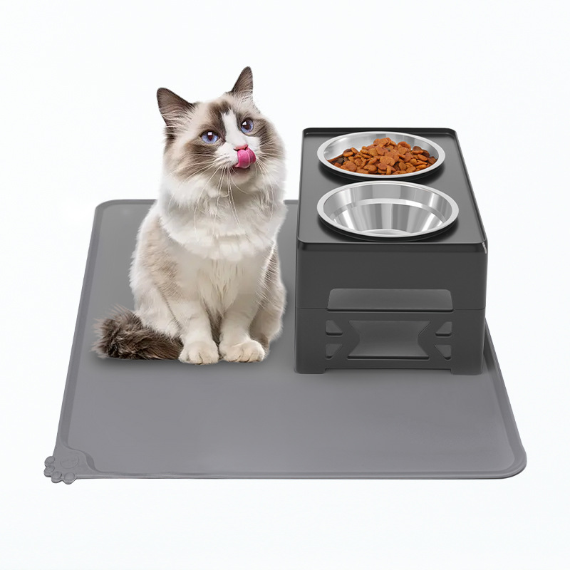 Rongka Pet Cross-border Small Dog Folding and Lifting Bowl Stand 5.5-inch Pomerang Teddy Corgi stainless Steel Double Bowl Pet Kitten Bowl Folding Specification image