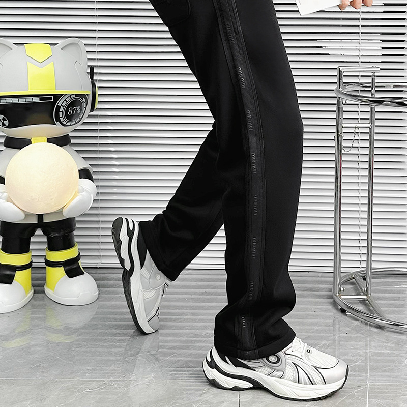 Winter's top trendy sportswear sweatpants for men: loose, large-sized, wide-leg pants with a sense of drape, and trendy fleece straight-leg casual pants Specification image