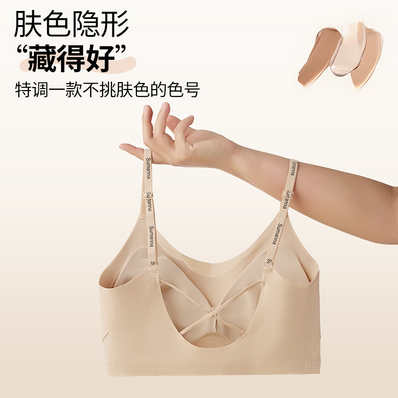 字母隐形粉底液内衣女无痕软支撑聚拢美背文胸大码防走光吊带背心美容护肤面部彩妆粉底详情4