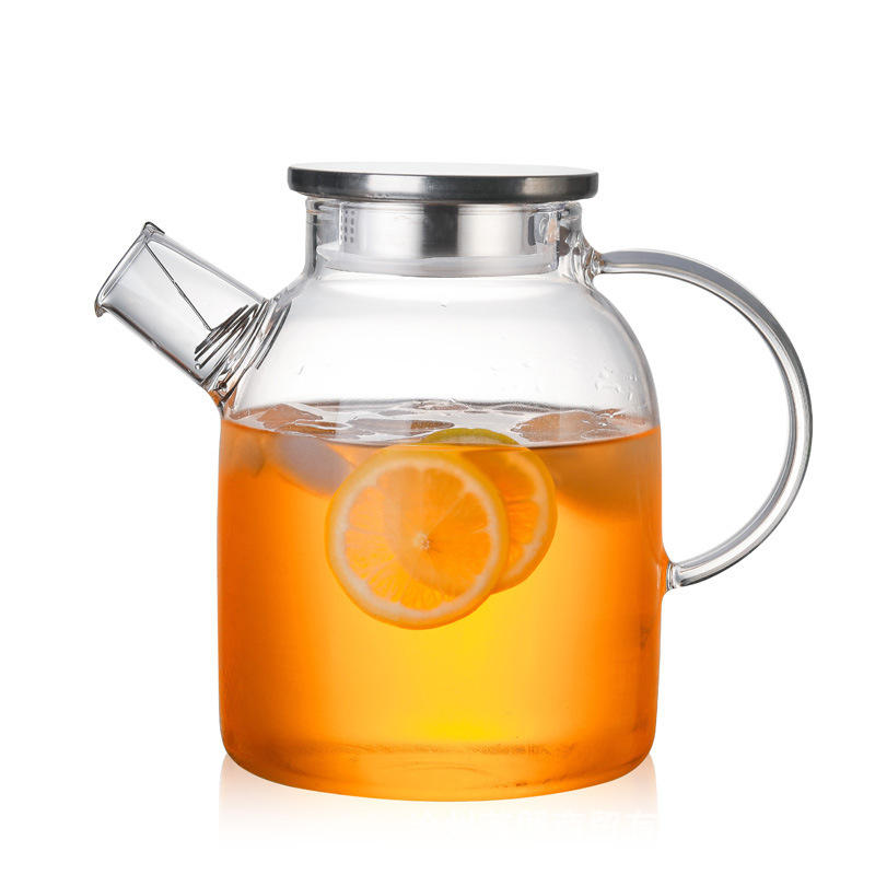 High-temperature resistant teapot, glass teapot, bamboo lid teapot, tea set, Nordic thickened transparent high borosilicate cold water kettle details Picture