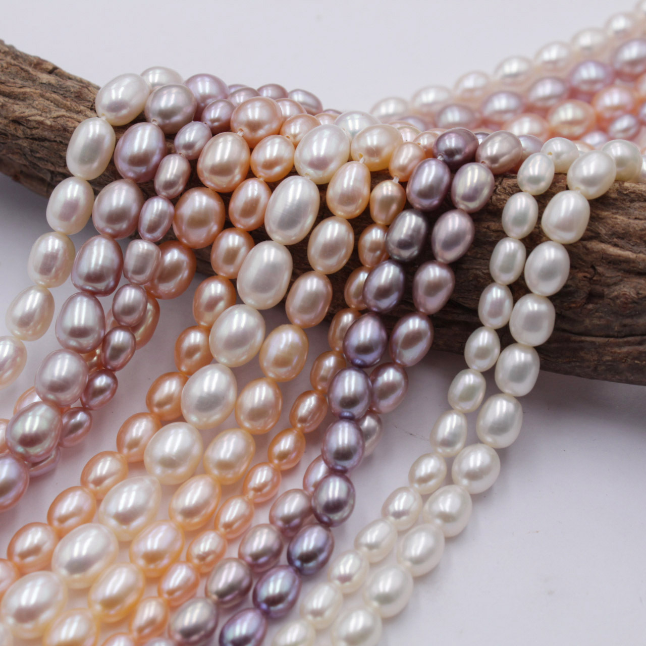 Strong light 2-9mm rice-shaped natural freshwater pearl loose beads, handmade diy jewelry necklace accessories, through hole rice beads wholesale Specification image