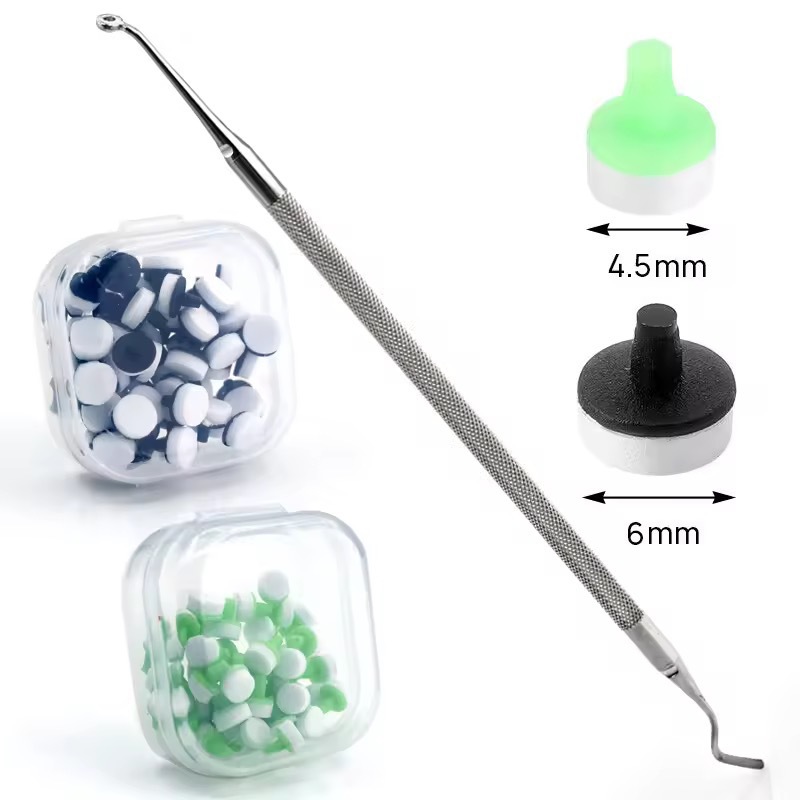 Cross-border exclusive dental plastic tools, resin material, ice porcelain veneer, silver engraving knife with foam head details Picture