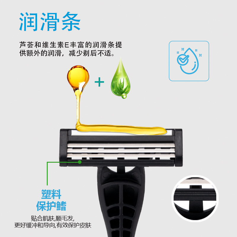 Cross-border new manual shaver Pearl Max three-layer replaceable blade head disposable shaving knife details Picture