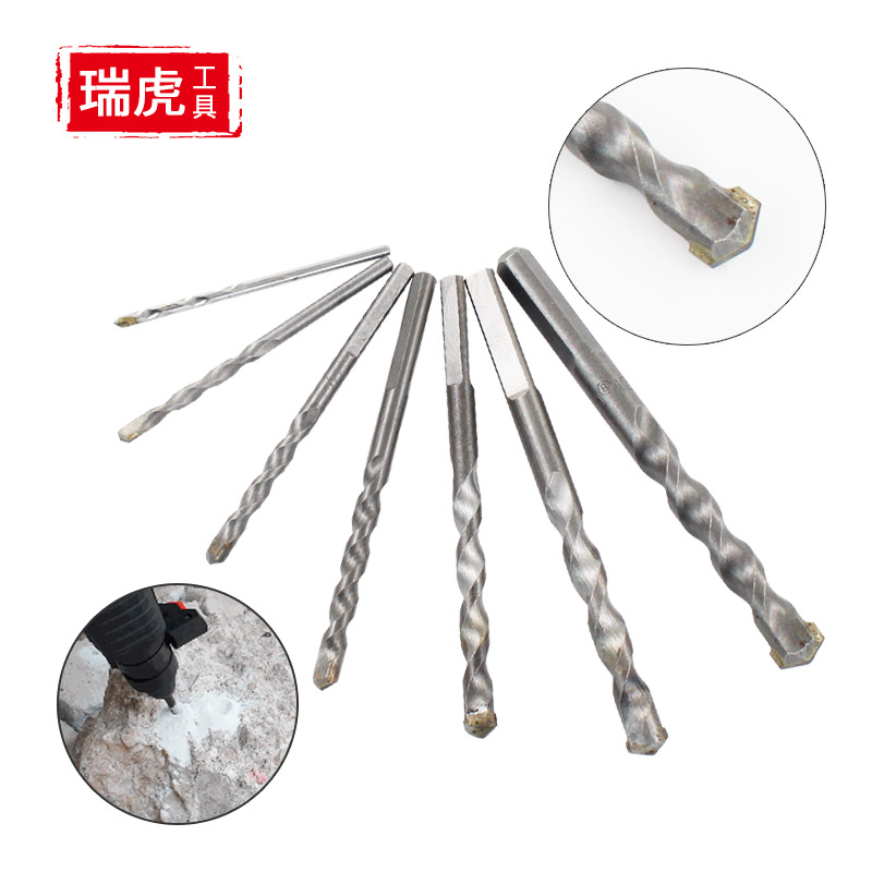 Impact stone drill bit, hand electric drill, triangular handle, cement concrete wall construction drill, impact drill bit full figure