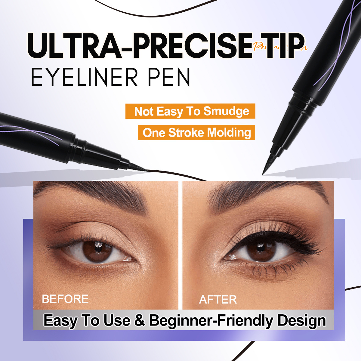 Cross-border bob smooth and long-lasting eyeliner pen, waterproof, non-smudge, long-lasting, quick-drying beginner eyeliner liquid pen, extremely fine for women details Picture