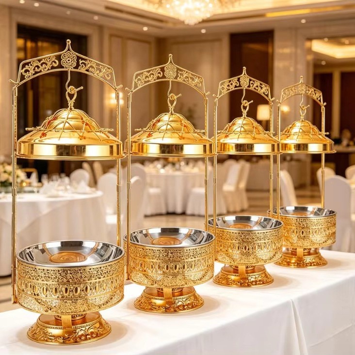New luxury stainless steel gold buffet insulated tableware full figure