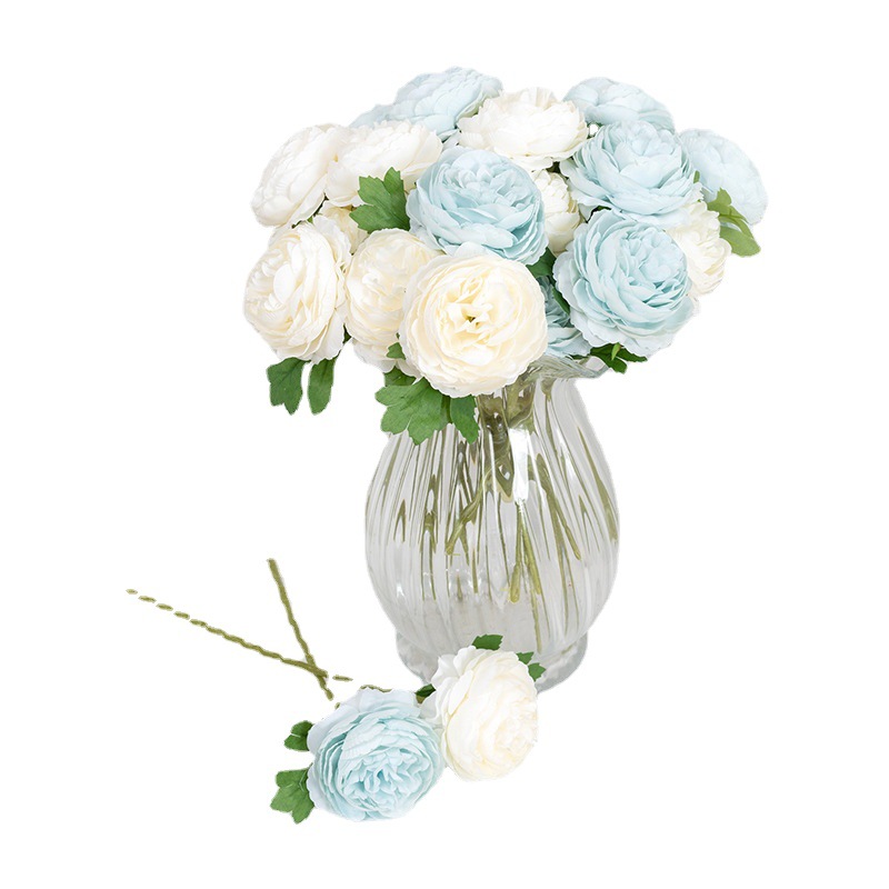 Dove simulation single Western peony artificial flower wholesale, European rose home dining table display decoration silk fabric flower Item Picture