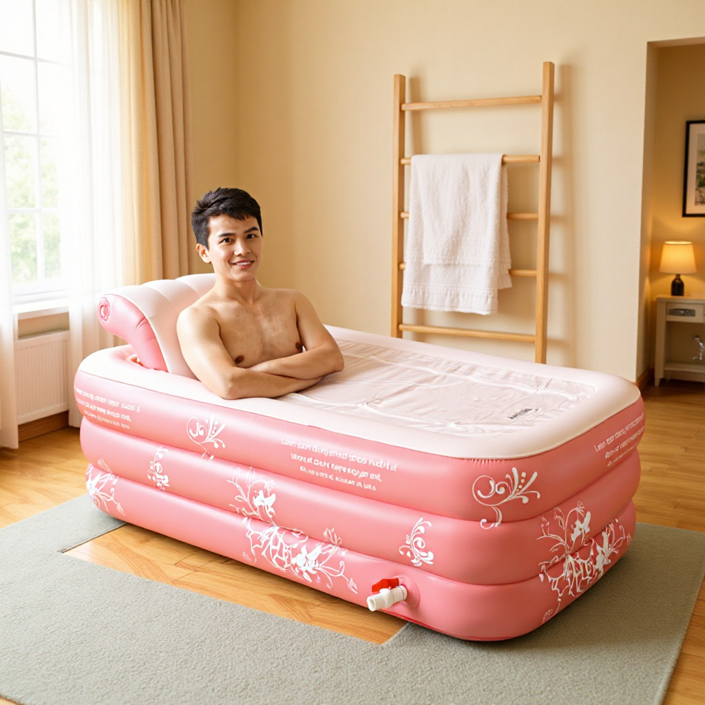 pvc充气浴缸家用可移动成人按摩可折叠拆分s型洗澡泡澡池浴桶租房