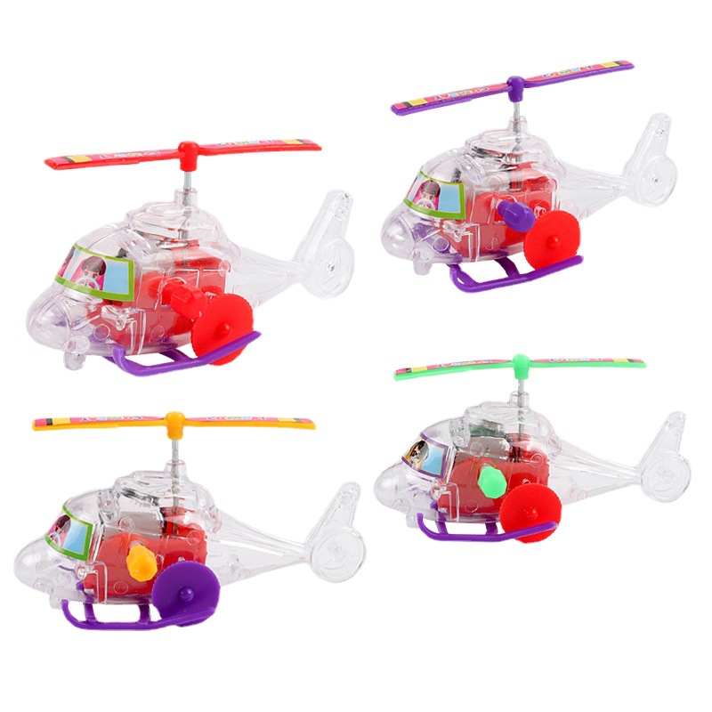 Wholesale of new winding spring transparent small aircraft, winding helicopter taxiing with propellers and rotatable toys Item Picture