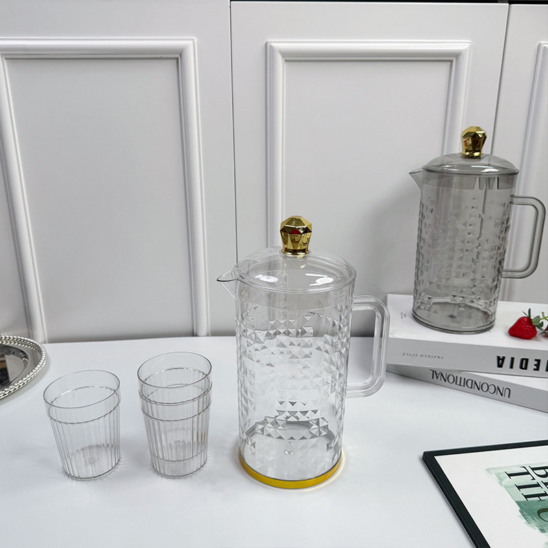 Cross-border e-commerce transparent travel tea cup set, mini portable outdoor checkered pattern convenient set, cold water bottle