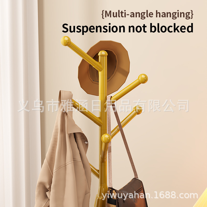 跨境专利款多功能落地款360度可旋转挂钩卧室挂衣架简约衣服架子产品图
