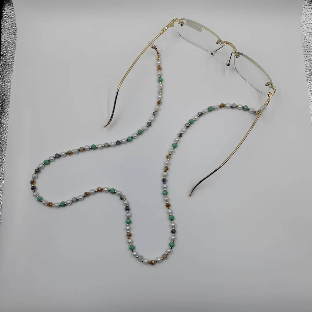 时尚珍珠水晶串珠眼镜链 口罩链挂脖女潮款防丢混彩挂链 厂家直供