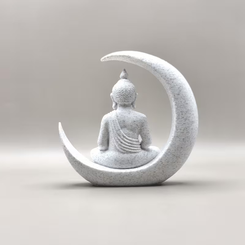 Crescent-shaped sitting Buddha ornaments, yoga studio tea room bookshelves, meditation Buddha statue handicrafts, yoga studio decorative ornaments Application Scenario