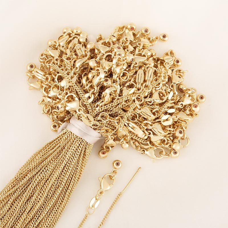 Cross-border universal side chain adjustable necklace Versatile chain lobster clasp diy accessories wholesale for women Specification image