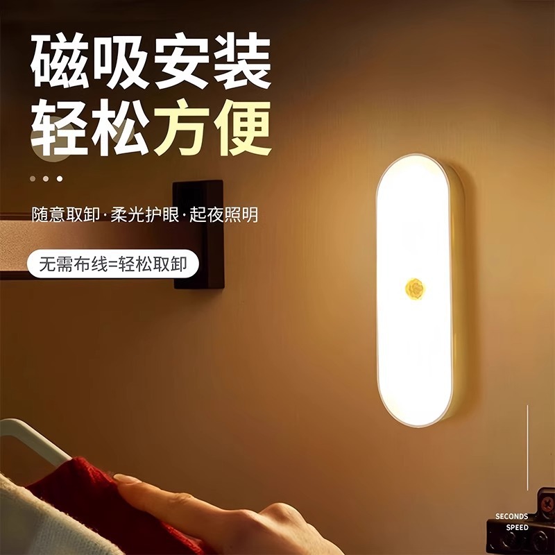 Human body sensor night light, magnetic charging sound-controlled light, home wireless corridor wall night light, corridor sensor light details Picture