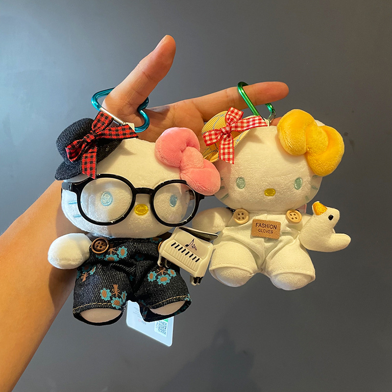 网红毛绒玩偶包包挂件hellokitty公仔钥匙扣挂饰Kitty二次创批发