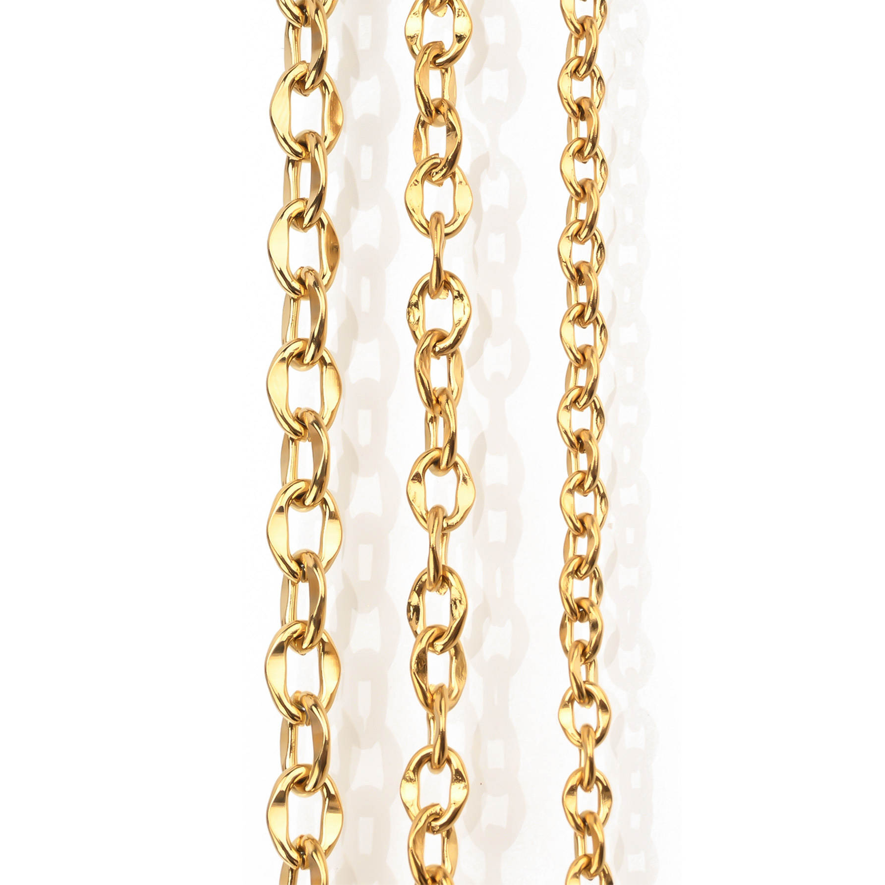 Stainless steel polished lip chain, PVD vacuum electroplated jewelry chain, DIY clothing accessory chain
