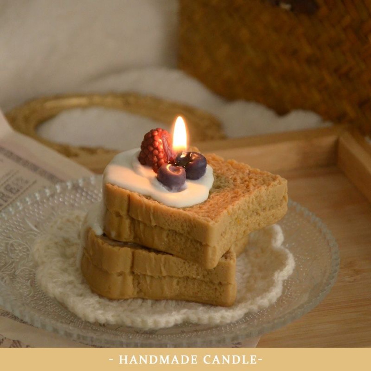 Toast Cake, Scented Candles, Raspberries, Niche High-End Gifts, Cute Birthday Gifts For Girls, Scented Gift Box details Picture